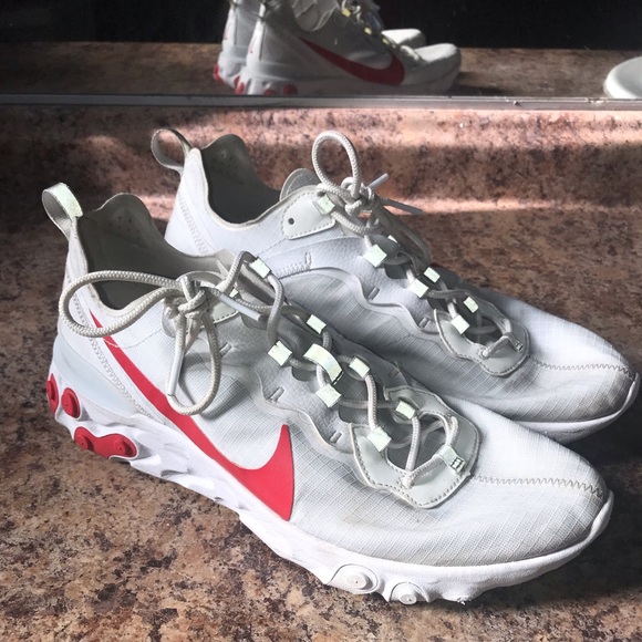 Nike Shoes Nike React Element 55 White University Red Poshmark